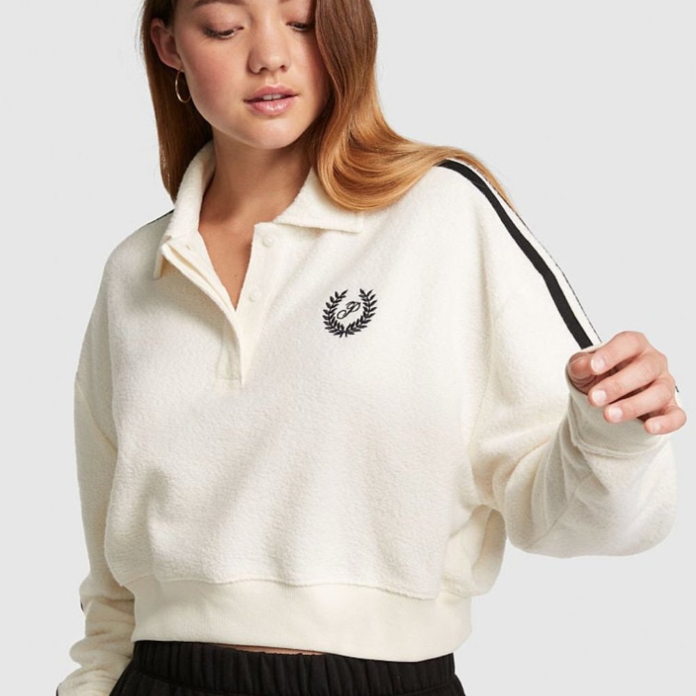 PINK Victoria's Secret Cropped Polo Sweatshirt - XLarge NWT